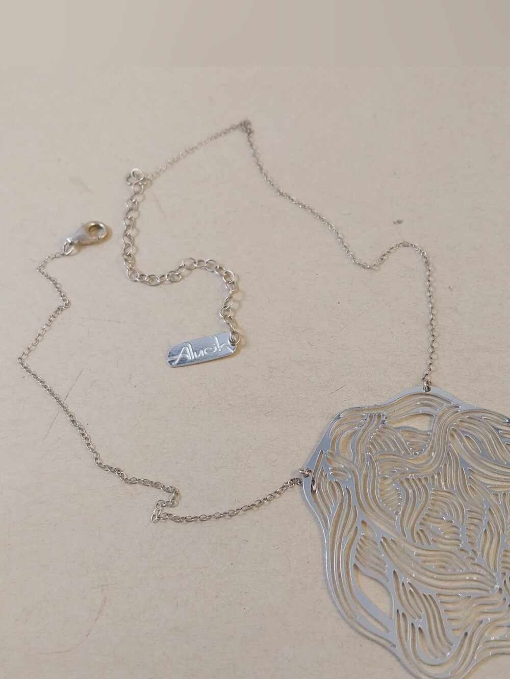 Intricate Silver Filigree Cutout Pendant Necklace - Women Jewelry - Picture 9 of 14